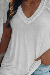 White Mid-Length Short Sleeve Summer T-Shirt