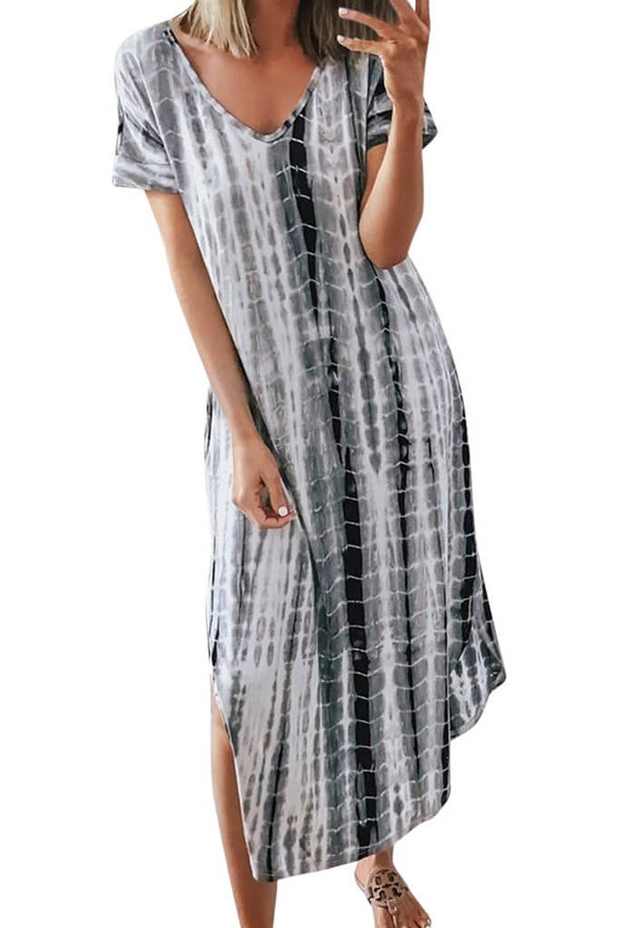 Tie-Dye Side Split Maxi Dress