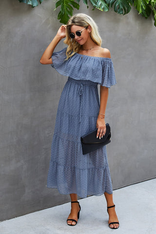 Swiss Dot Off-Shoulder Maxi Dress