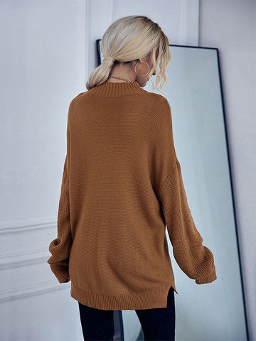 Solid Color Turtleneck Sweater