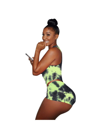 Yoga wear casual vest-style sports tie-dye two-piece set