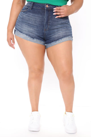 Simply Perfection Super High Rise Denim Shorts - Dark Wash