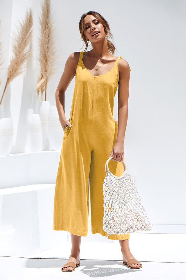 Loose Wide Leg Jumpsuit With Pocket
