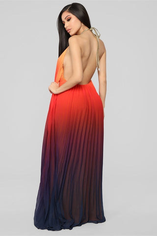 Bohemian Backless Beach Gradient Halter Dress