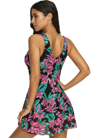 (S-3XL) Floral High Waist Tankini 2 Piece Set