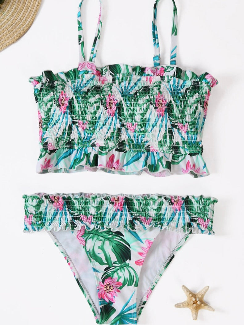 Strapless Halter Print Bikini Swimsuit