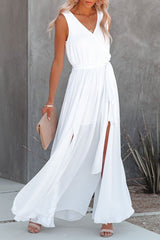 Soft Boho Chic Elegant Sleeveless White Maxi Dress