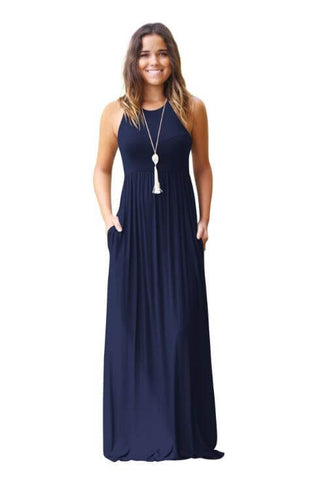 Sleeveless Pocket Maxi Dress