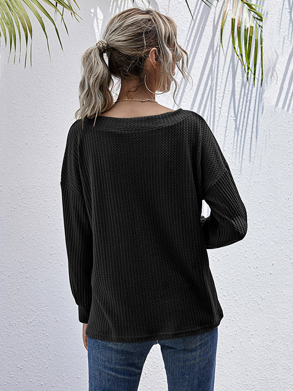 Solid Color V-neck Sweater