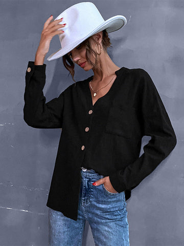 Solid Color Stand-up Collar Shirt