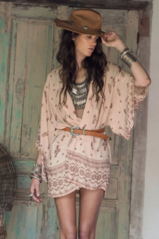 Chiffon-Bikini-Cardigan mit Kuhmuster