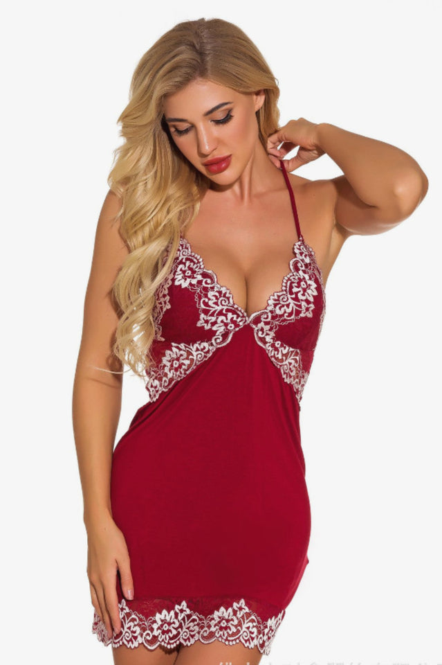 Lace Night Dress Lingerie Deep V Nightgown