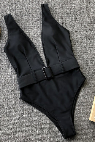 One Piece Belted Swimsuit