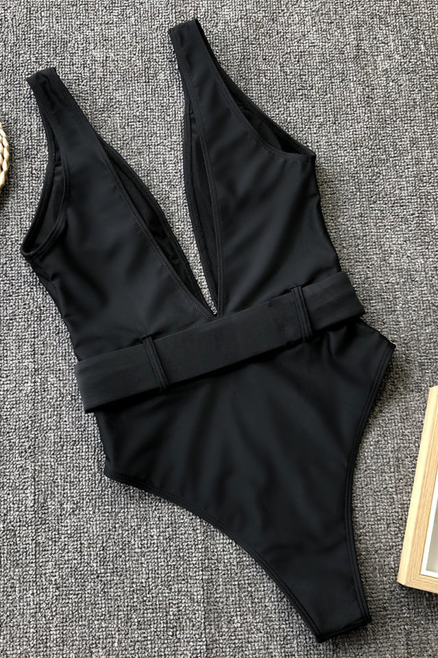 One Piece Belted Swimsuit