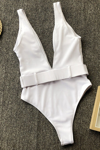 One Piece Belted Swimsuit