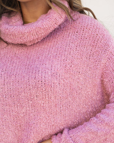 Yuletide Cowl Neck Knit Sweater - Plum