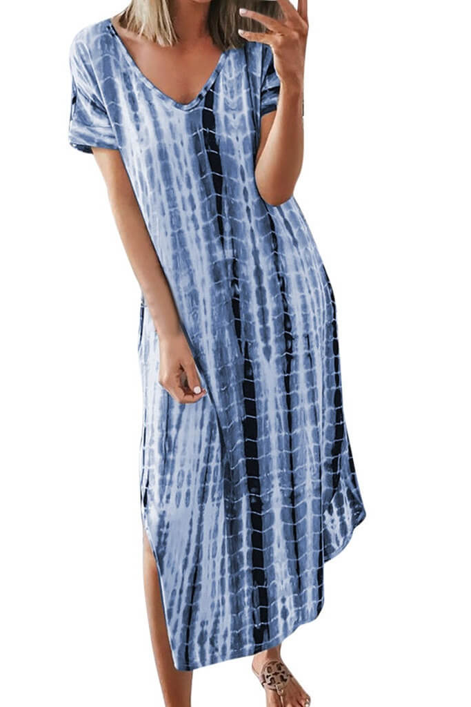 Tie-Dye Side Split Maxi Dress