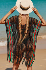 Tassels Colorful Striped Swimwear Cover Up