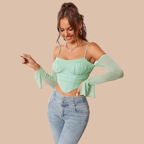 Maggie Off Shoulder Long Sleeves Crop Top