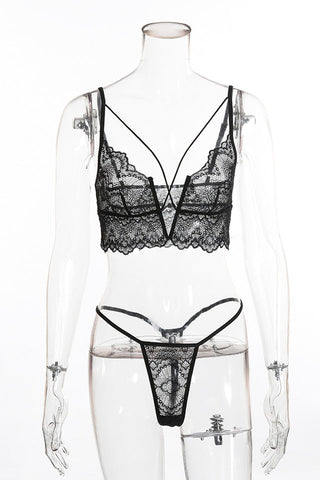 Ensemble de lingerie sexy en dentelle avec licou