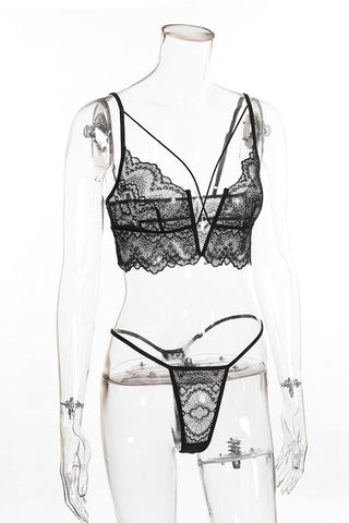 Ensemble de lingerie sexy en dentelle avec licou