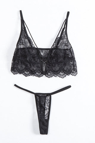 Ensemble de lingerie sexy en dentelle avec licou