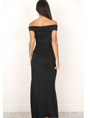 Top Secret Ribbed Off The Shoulder Dress - Black