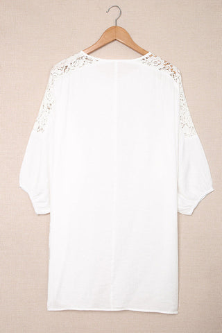 Spliced Lace Three-Quarter Sleeve Cover Up