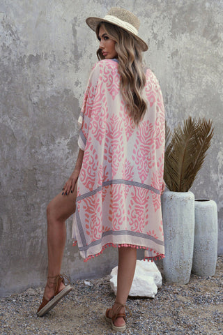 Seaside Resort Cardigan Bedruckter Bommel-Kimono