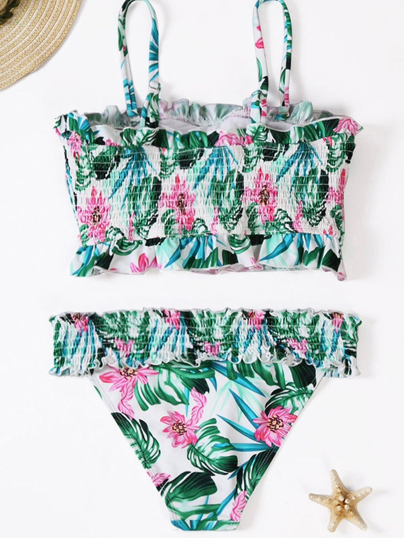 Strapless Halter Print Bikini Swimsuit