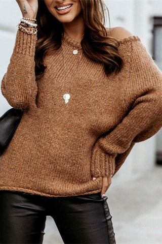 Slash Neck Knit Pullover