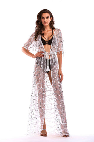 See Through Sparkle Sequins Bikini Cover Up