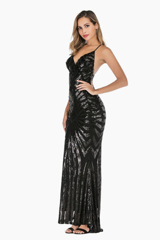 Sexy Backless Sequin Cocktail Dress