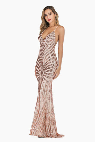 Sexy Backless Sequin Cocktail Dress