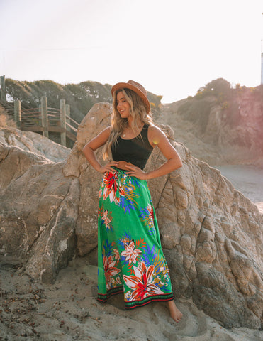 Velasquez Floral Maxi Skirt - Green