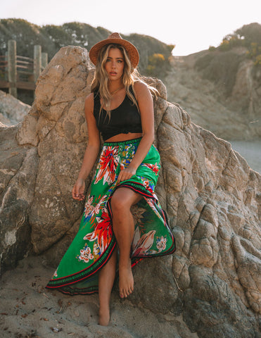 Velasquez Floral Maxi Skirt - Green