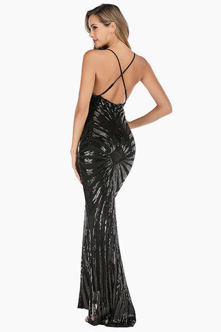 Sexy Backless Sequin Cocktail Dress