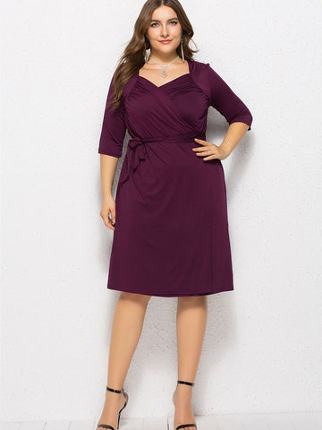 Simple Square Neckline Plus Dress