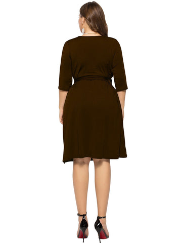 Simple Square Neckline Plus Dress