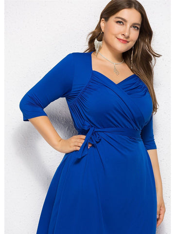 Simple Square Neckline Plus Dress