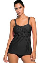 Black 2 Piece Swing Push Up Tankini Swimsuit