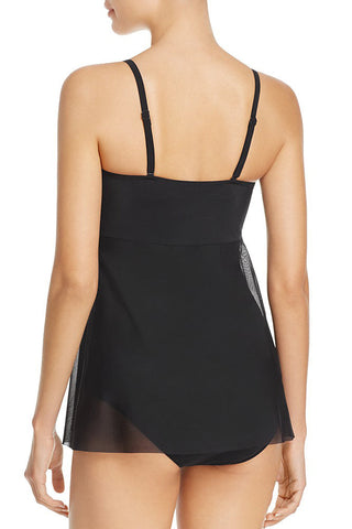 Black Sheer Flyaway Mesh Overlay Teddy Swimsuit