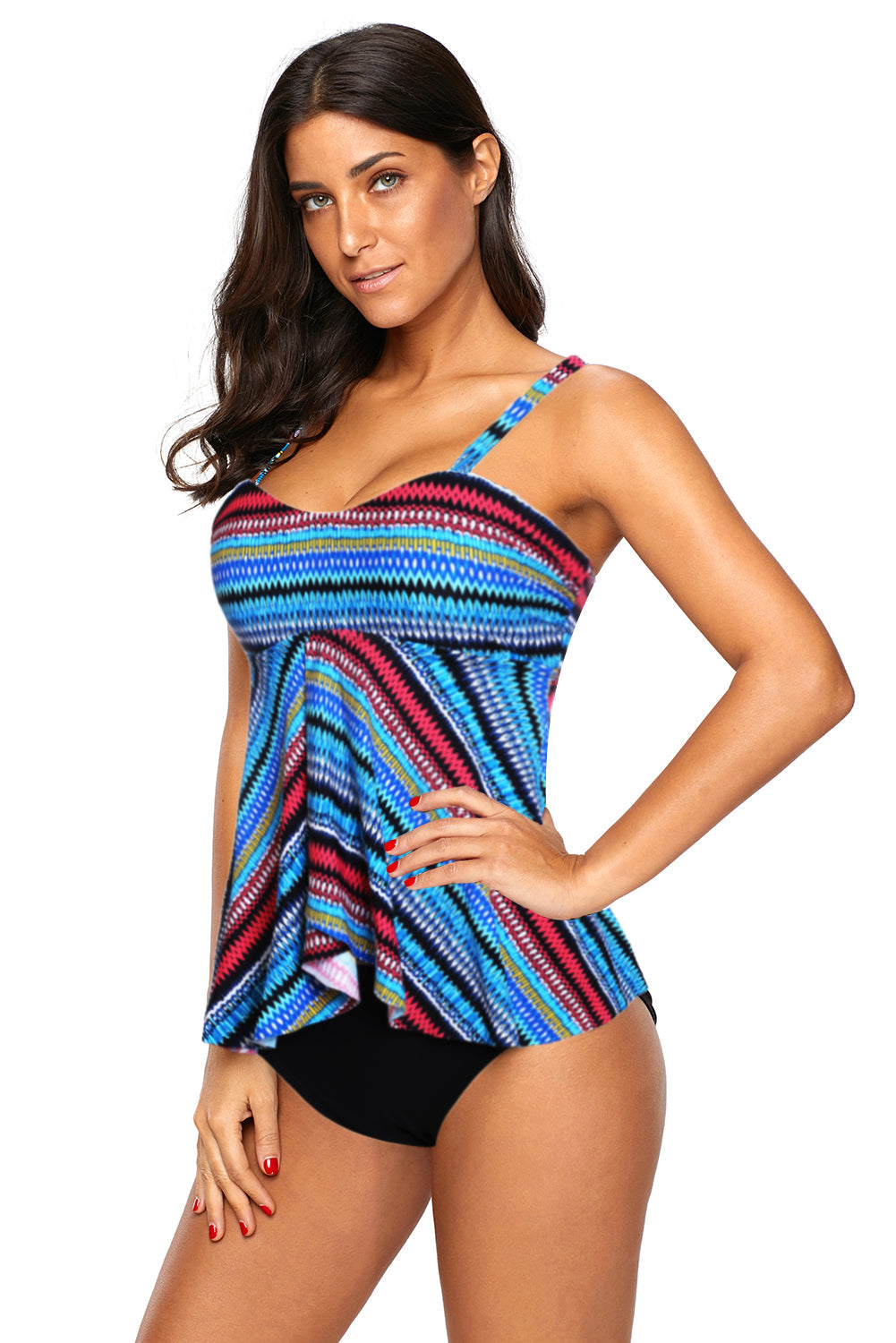 Boho Bandeau Flyaway Top  High Waist Tankini Set