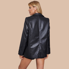 Carrie Single Breasted Leather Blazer