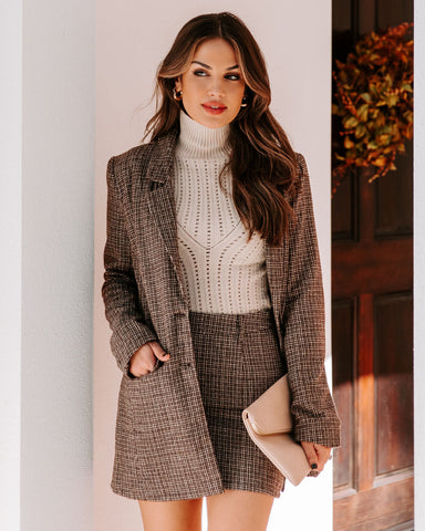 Trend Forward Pocketed Plaid Blazer