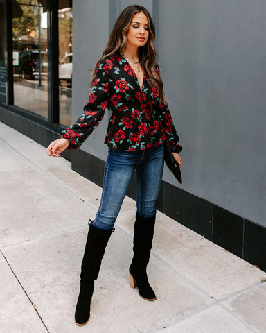 Storie Floral Twist Peplum Blouse