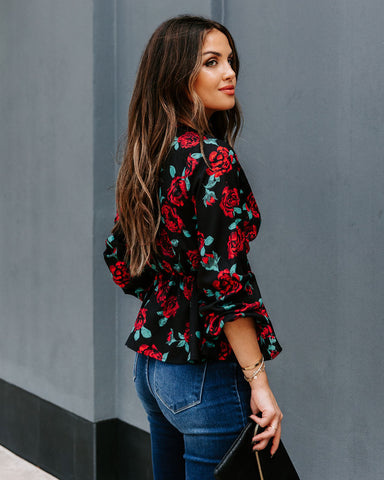 Storie Floral Twist Peplum Blouse