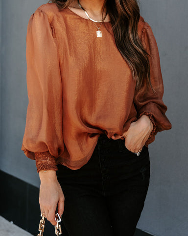 Yesenia High Sheen Blouse - Bronze