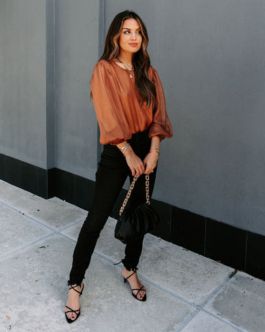 Yesenia High Sheen Blouse - Bronze