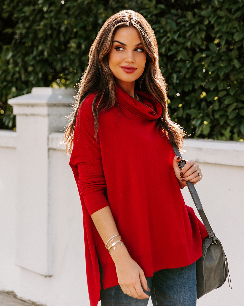 The More The Merrier Cowl Neck Knit Sweater - Red